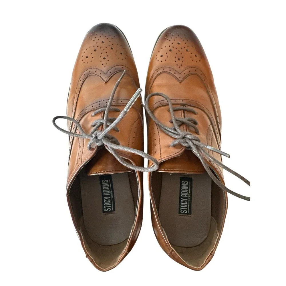 Stacy Adams Boys Dunbar Oxford Cognac Size 6 M Excellent Condition Career Office